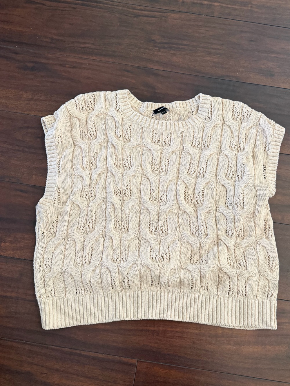 Express Cream Cable Knit Sleeveless Sweater Vest